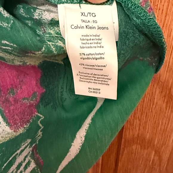 Calvin Klein Tropical Cotton blend Green Blouse Tunic / woman’s XL - Picture 4 of 5